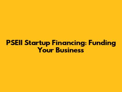 PSEII Startup Financing: Funding Your Business