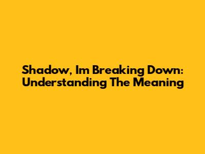 Shadow, I'm Breaking Down: Understanding The Meaning